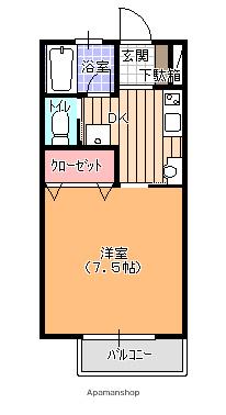 ローズマリー(1K/1階)の間取り写真