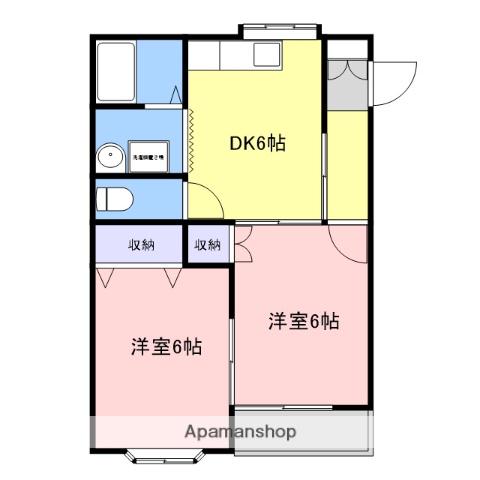 メゾンK&AⅡA棟(2DK/2階)の間取り写真