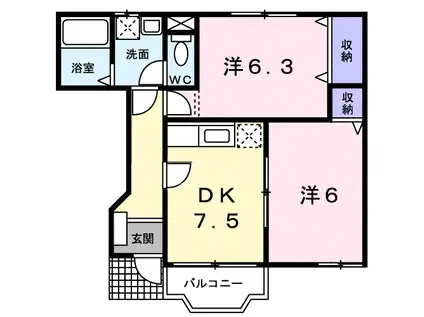 エスポアール・M(2DK/1階)の間取り写真