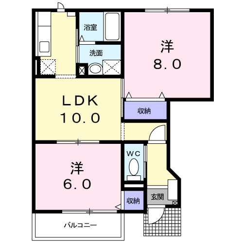 クレストール中野B(2LDK/1階)の間取り写真