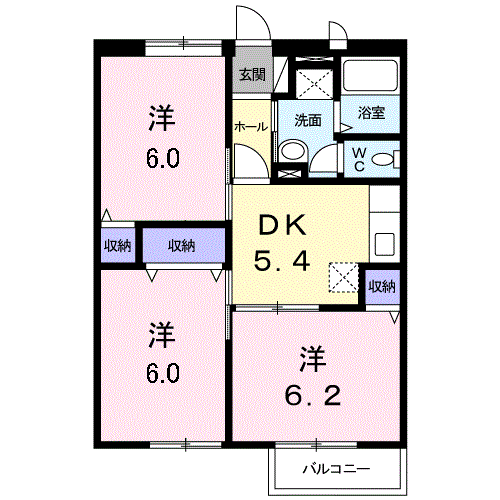 ピュアパレス(3DK/1階)の間取り写真