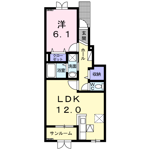 クレメントブリーズⅡ(1LDK/1階)の間取り写真