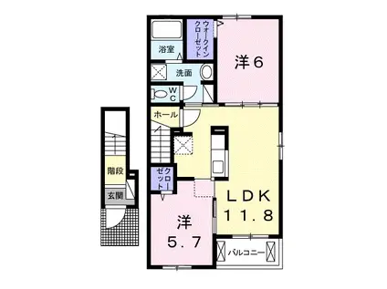 ウイッシュ A(2LDK/2階)の間取り写真