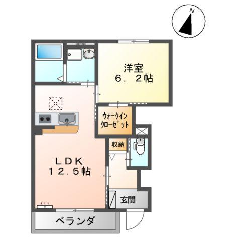 コルテージア(1LDK/1階)の間取り写真