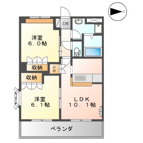 グランディール(2LDK/2階)の間取り写真