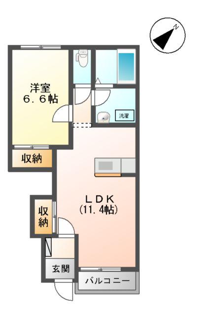 メルシーハイツ(1LDK/1階)の間取り写真