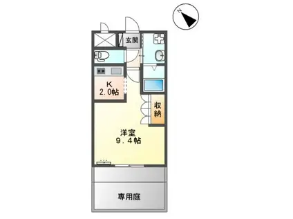 一畑電車北松江線 雲州平田駅 徒歩14分 2階建 築18年(1K/1階)の間取り写真