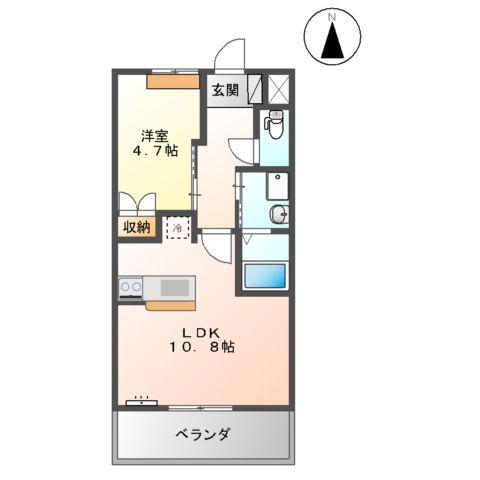 ネオ・シャンブル(1LDK/2階)の間取り写真