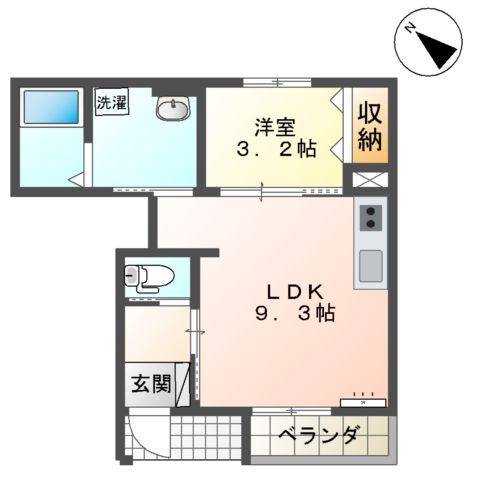 ディオーネ(1LDK/1階)の間取り写真