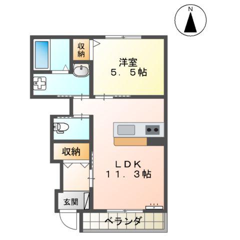ディア ベルジュ(1LDK/1階)の間取り写真