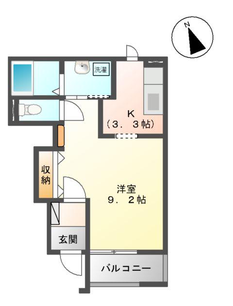 ローズスクエアⅡ(1K/1階)の間取り写真