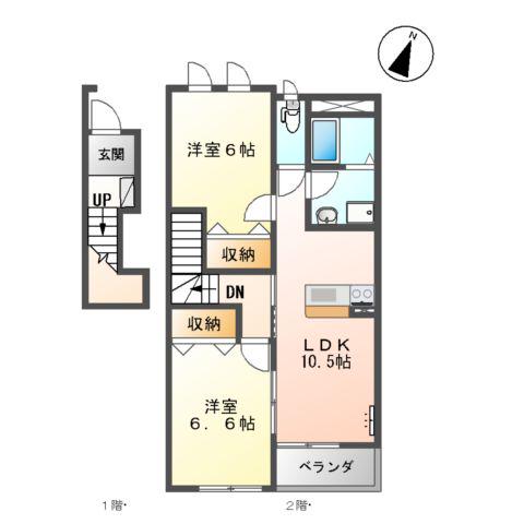 プレジール(2LDK/2階)の間取り写真