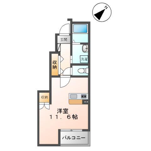 メゾングランベルⅢ(ワンルーム/1階)の間取り写真