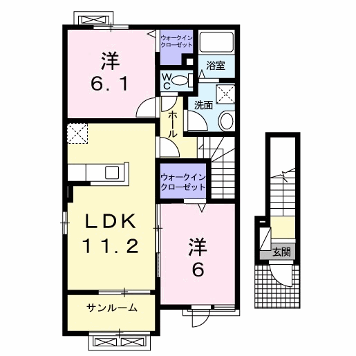 アヴィタシオンK-Ⅳ A(2LDK/2階)の間取り写真