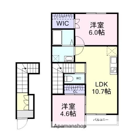 I.Bテラスウエスト(2LDK/2階)の間取り写真