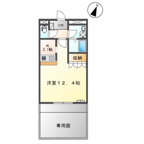 ロマンB棟(ワンルーム/1階)の間取り写真