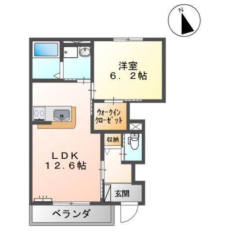 フリーデン(1LDK/1階)の間取り写真