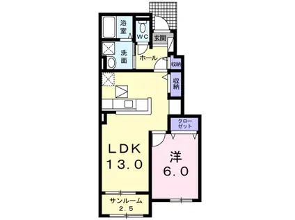 ボヌール ソレイユ A(1LDK/1階)の間取り写真