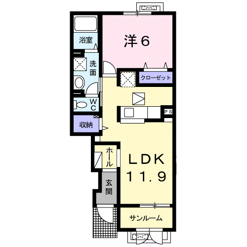 フレスコ(1LDK/1階)の間取り写真