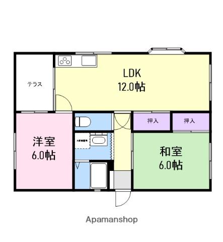 ウィズA(2LDK/1階)の間取り写真