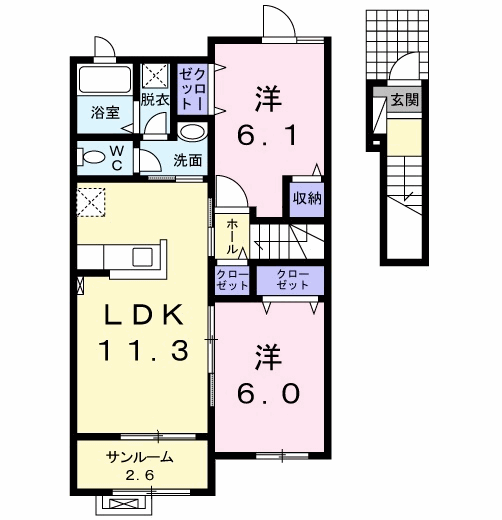 ジール マルマツⅦ(2LDK/2階)の間取り写真