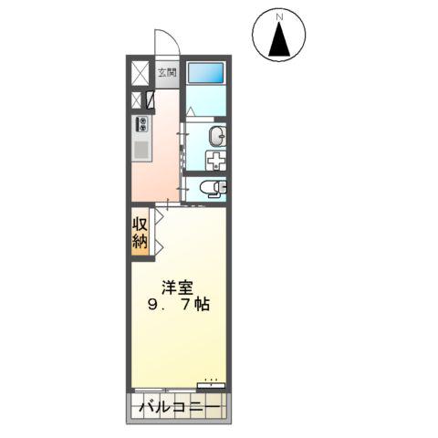 グラーツィア(1K/2階)の間取り写真