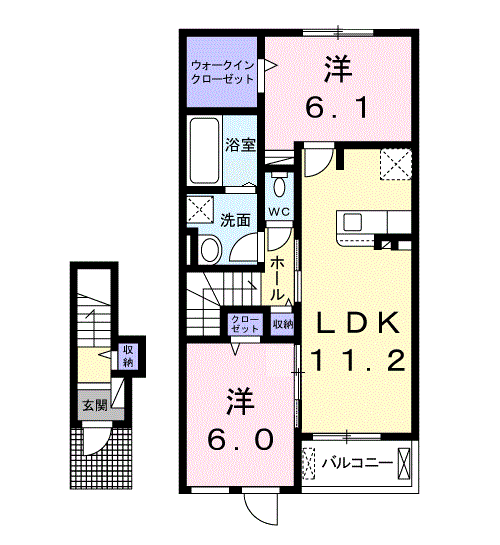 スズランⅠ(2LDK/2階)の間取り写真