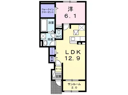 エスポワールA(1LDK/1階)の間取り写真