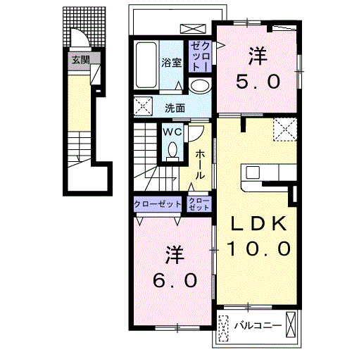 グランツB(2LDK/2階)の間取り写真