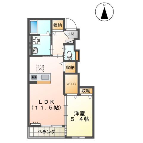 プラミオン カーザ(1LDK/1階)の間取り写真