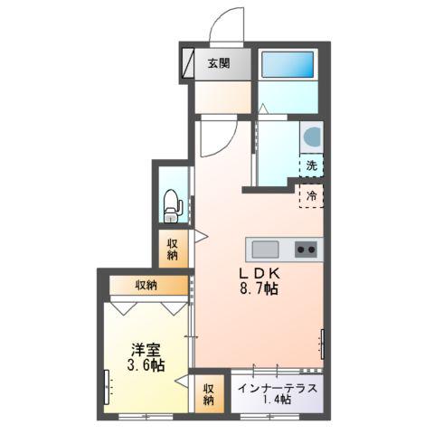 ボヌール(1LDK/1階)の間取り写真