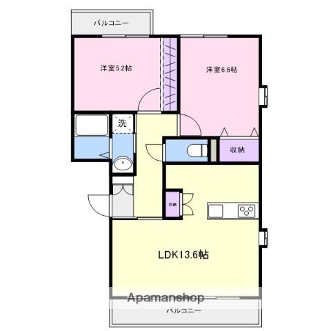 パティーナ(2LDK/2階)の間取り写真