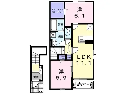 ルミナス ハイツ(2LDK/2階)の間取り写真