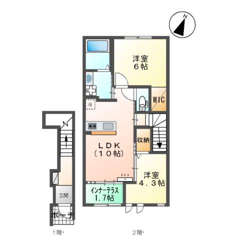 アルツァーレ(2LDK/2階)の間取り写真