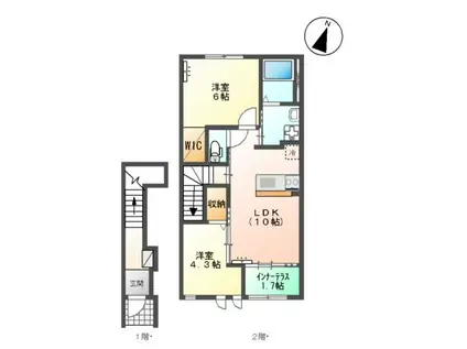 山陰本線 出雲市駅 バス乗車時間：13分 小山団地バス停で下車 徒歩5分 2階建 築2年(2LDK/2階)の間取り写真