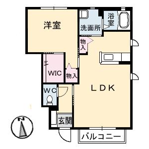 べアーレ B棟(1LDK/1階)の間取り写真