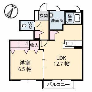 フローラル ヒロ(1LDK/1階)の間取り写真