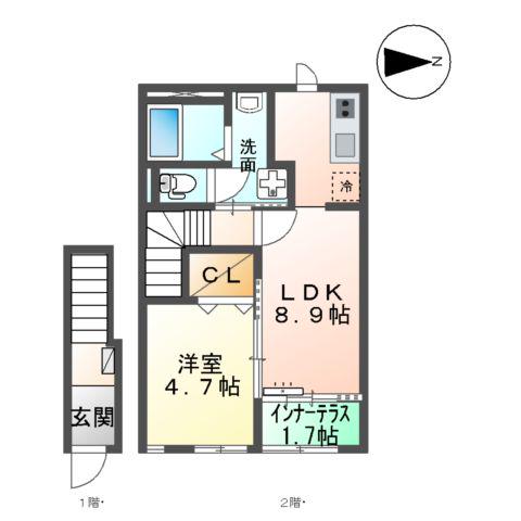 アルコバレーノ(1LDK/2階)の間取り写真