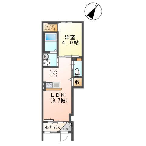 ピースフル(1LDK/1階)の間取り写真