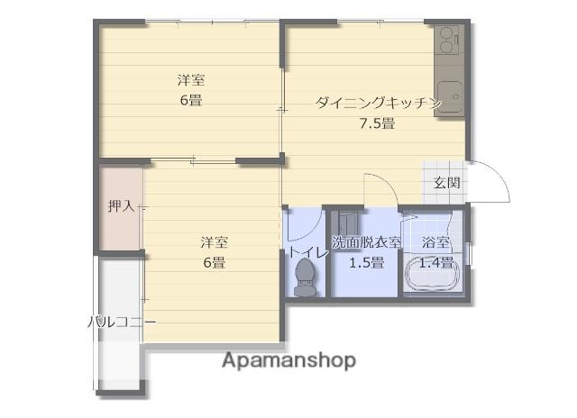 コーポアストリア(2DK/2階)の間取り写真