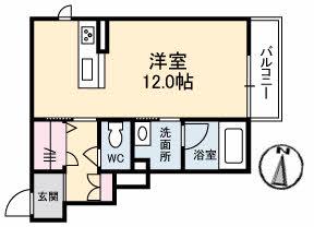 グレースコート出雲(ワンルーム/1階)の間取り写真