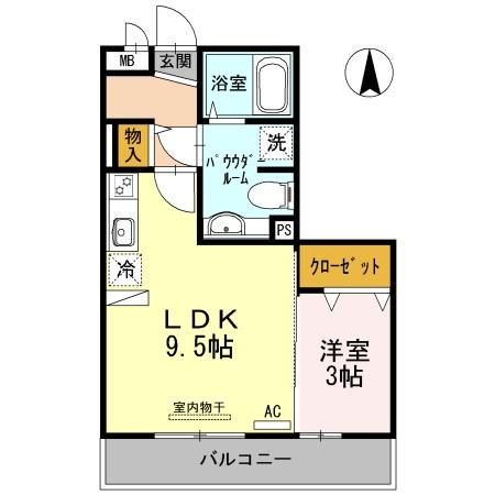 エレガンス姫原(1LDK/2階)の間取り写真