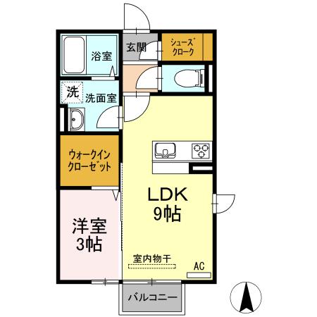 UNDROPS(1LDK/2階)の間取り写真