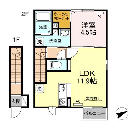 アーバンコート(1LDK/2階)の間取り写真