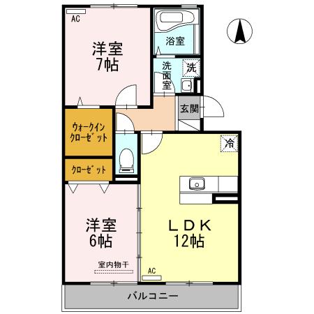 リビングタウン中野美保南A棟(2LDK/3階)の間取り写真