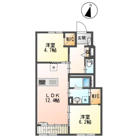 カーサ・マーレ(2LDK/1階)の間取り写真