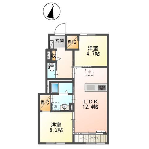 カーサ・マーレ(2LDK/1階)の間取り写真