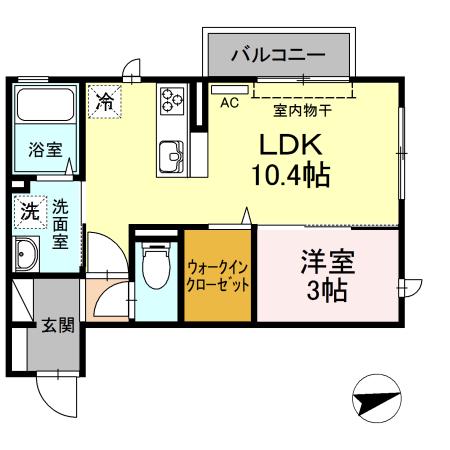 レナトゥス(1LDK/2階)の間取り写真