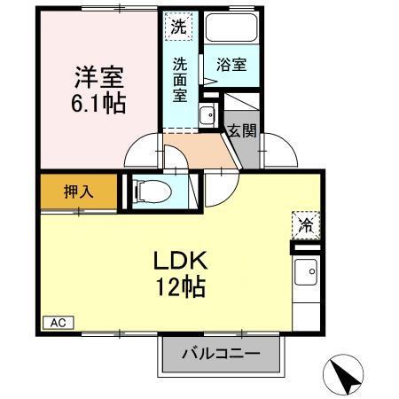 クレールコート A(1LDK/2階)の間取り写真