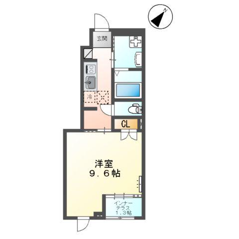 カーサ・グレイス(1K/1階)の間取り写真